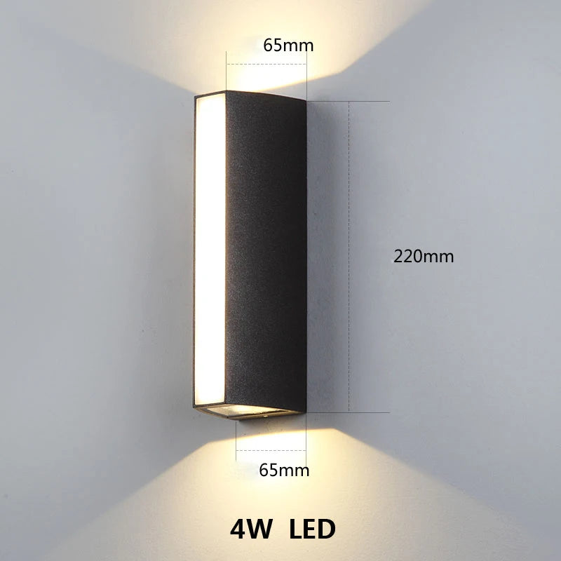 applique murale led noire ip65 contemporaine aluminium étanche 4w 110240v