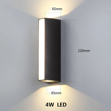 applique murale led noire ip65 contemporaine aluminium étanche 4w 110240v
