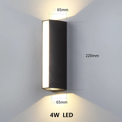 applique murale led noire ip65 contemporaine aluminium étanche 4w 110240v