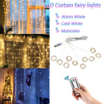 décoration noël guirlande lumineuse led rideau blanc chaud multicolore moderne clips télécommande câble usb
