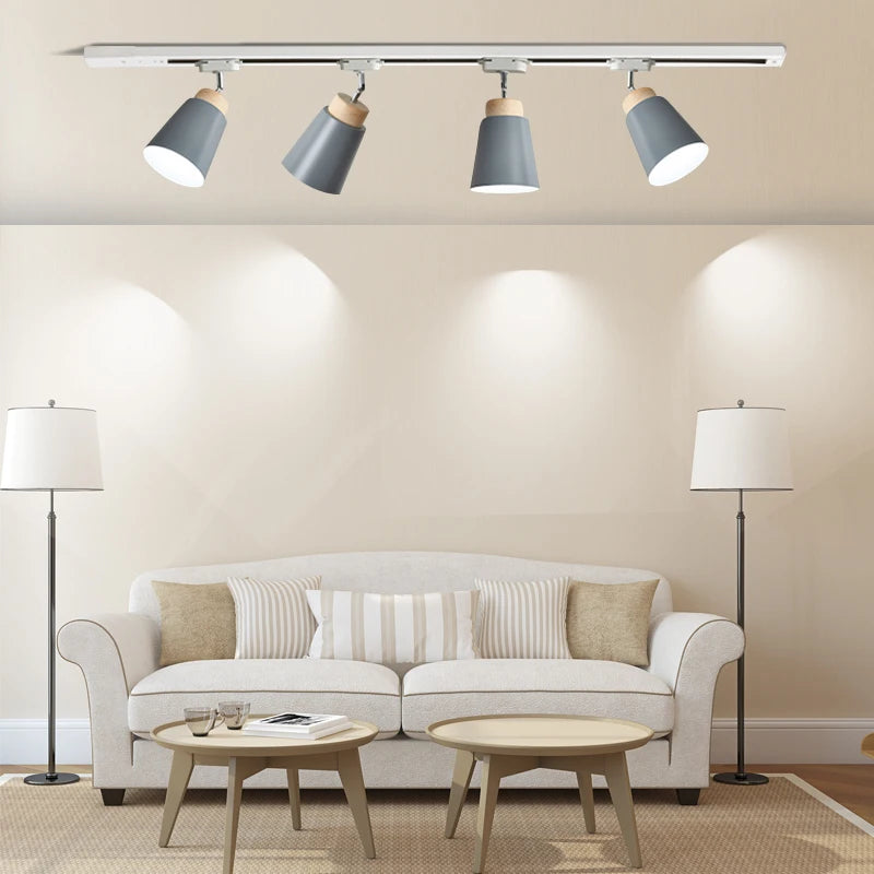 Spot lumineux conique moderne multi couleurs bleu gris jaune vert rose led éclairage rail