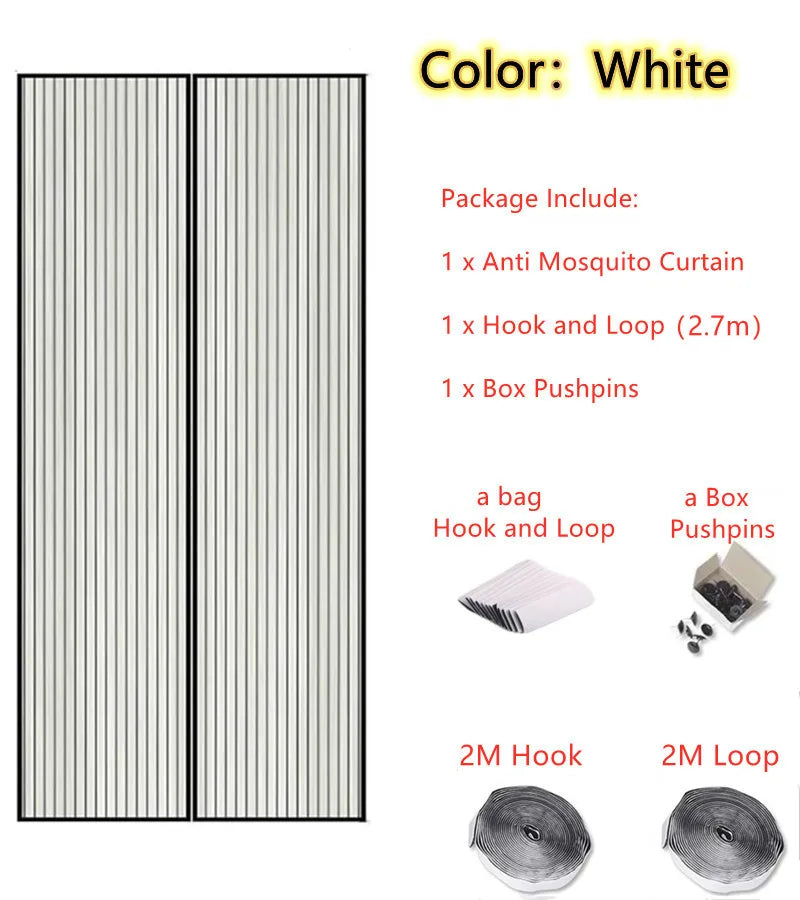 rideau porte magnétique noir blanc transparent moderne clips adhésif