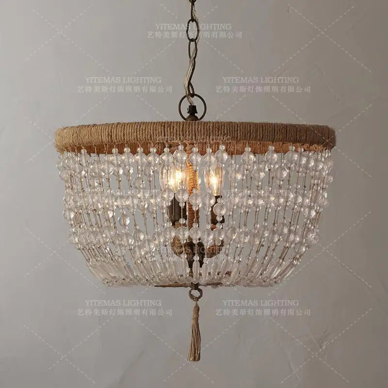 suspension lumineuse vintage cristal blanc doré classique tressé chambre cuisine