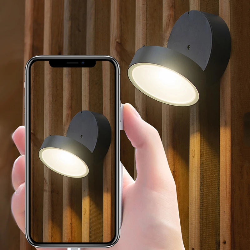 lampe murale led moderne minimaliste gris métallisé hydrofuge extérieure balancoire rotationnelle 8w
