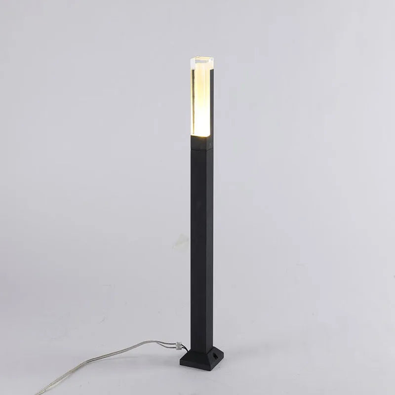 lampe sol moderne éclairage public led étanche ip65 noir base carrée câble électrique flux