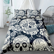 Housse de couette tête de mort 200x200 - Ensemble literie gothique et moderne pour décoration chambre