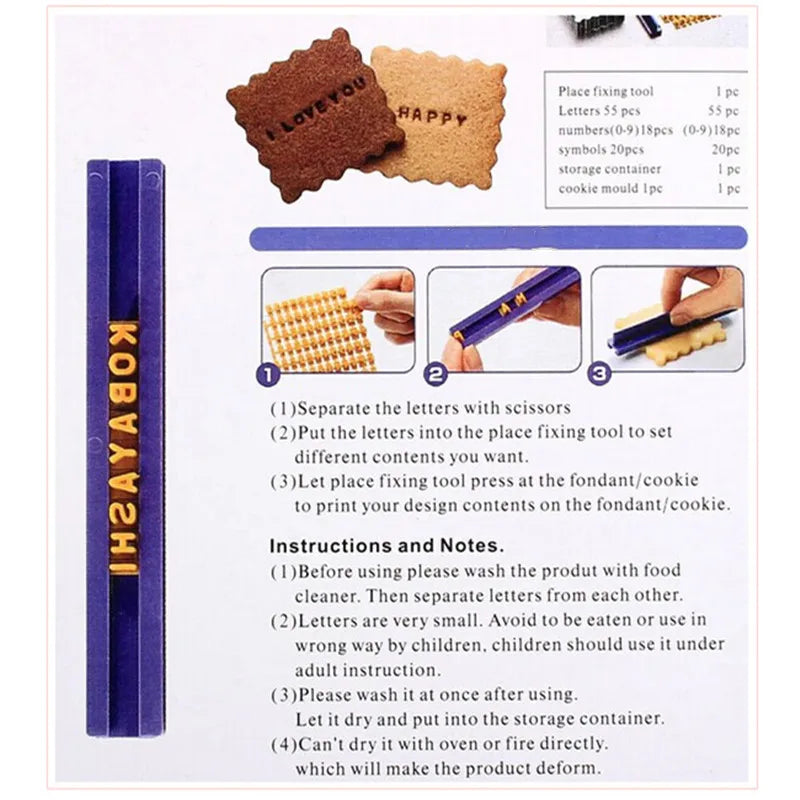 lettres numéros boîte rangement moule biscuits diy décoratif personnalisables alphabet géométrique
