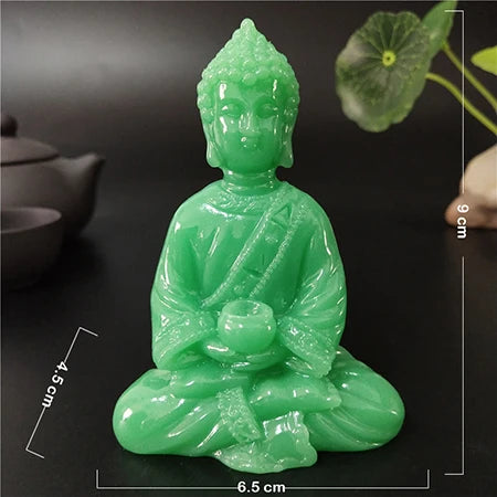statue bouddha vert clair relief sculpté artisanal traditionnel décoration intérieure glow