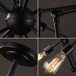suspension lumineuse industrielle fer noir 12 lumières pince suspension branches ampoules éclairage loft art