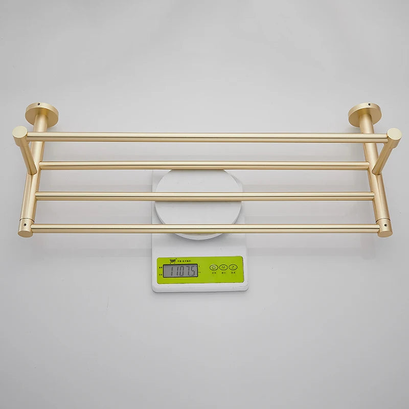 porte serviettes mural doré lisse moderne ensemble quincaillerie bain fixations serviettes blancs