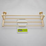 porte serviettes mural doré lisse moderne ensemble quincaillerie bain fixations serviettes blancs