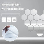 sticker miroir moderne argenté hexagonal adhésif décoration intérieure résistante humidité papier peint réfléchi