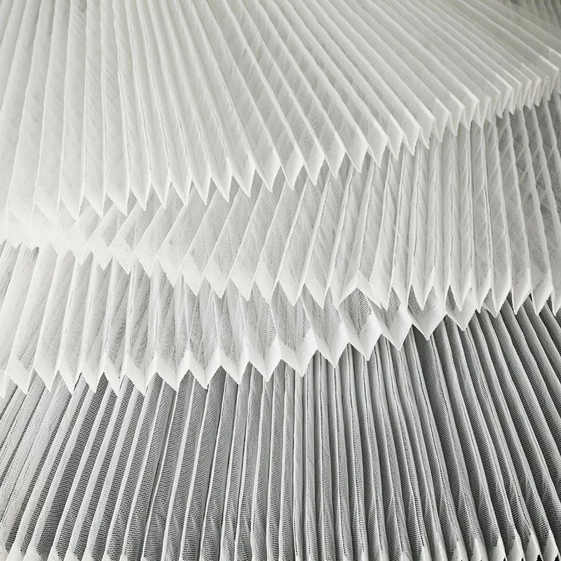 tissu voile plissé blanc bleu clair moderne polyester opacité respectueux environnement décoration bricolage couture