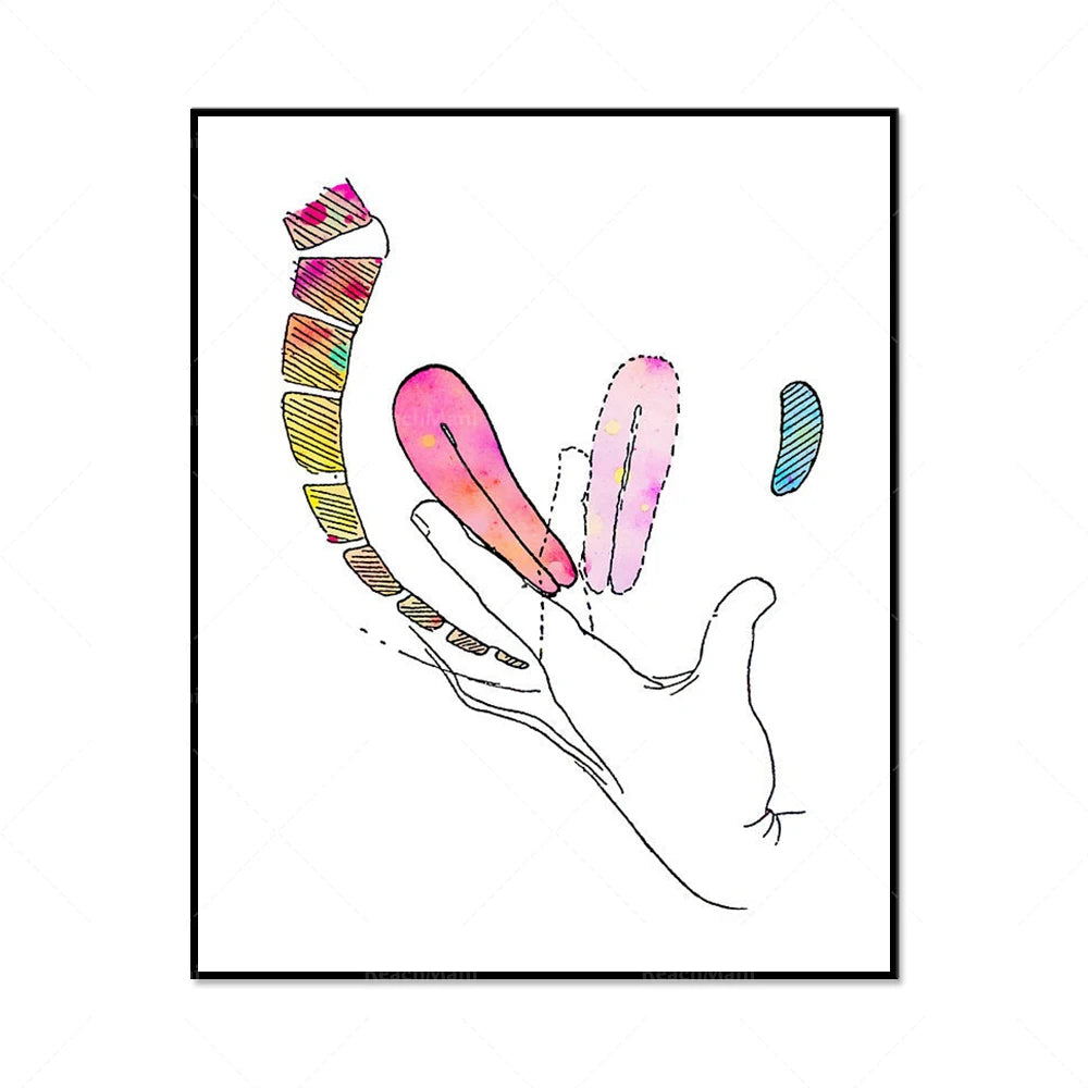 Une composition abstraite colorée avec des formes fluides et dynamiques.