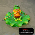 statue grenouille résine décorative jardin étang fleurs lotus sculpture animal décor maison extérieur vert