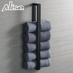 Porte-serviettes mural noir en acier inoxydable pour salle de bain