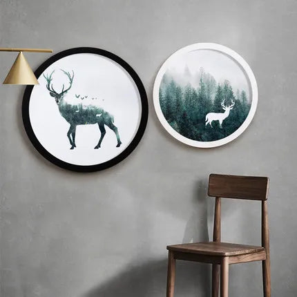 Cadre photo rond moderne noir 6 pouces
