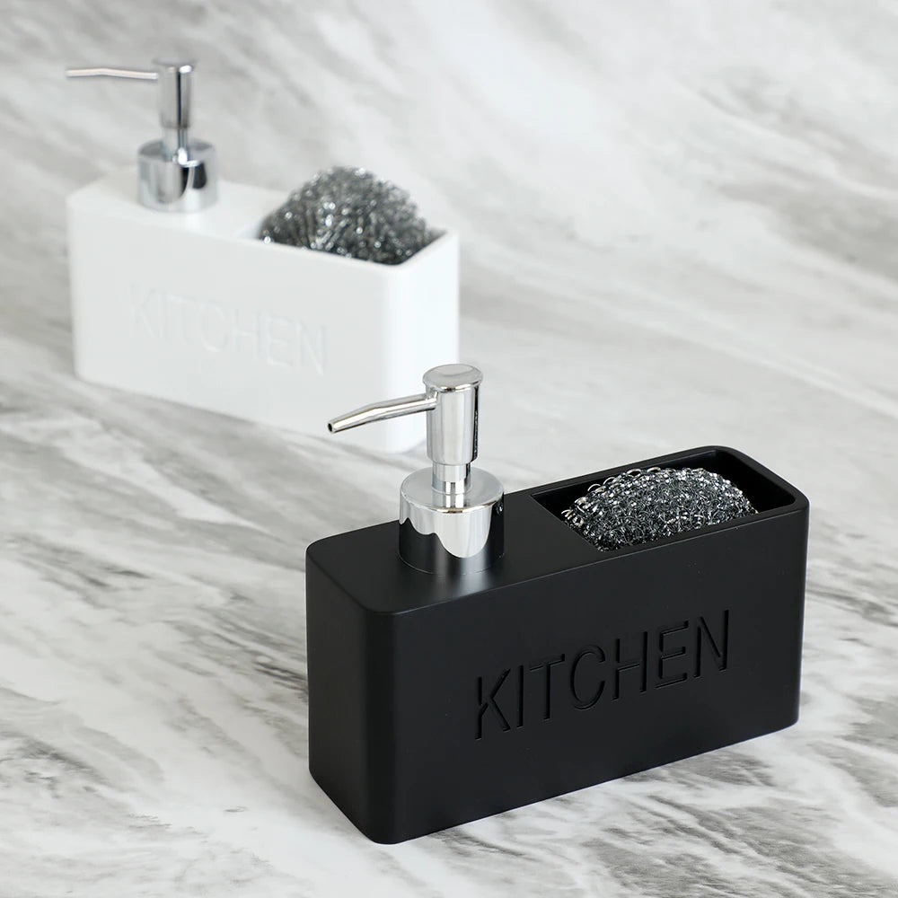 distributeur savon liquide gant cuisine marbré granité moderne noir blanc