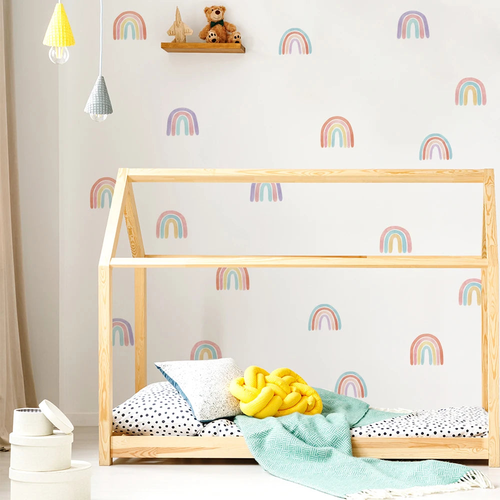 stickers muraux arc ciel multicolores enfants decoration moderne vinyle