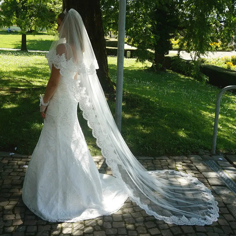 voile mariage double couche dentelle blanc opale vintage robe mariage fixations transparent