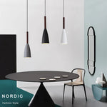 suspension lumineuse conique moderne gris blanc noir câble suspendu flux luminescent élevé minimaliste intérieur