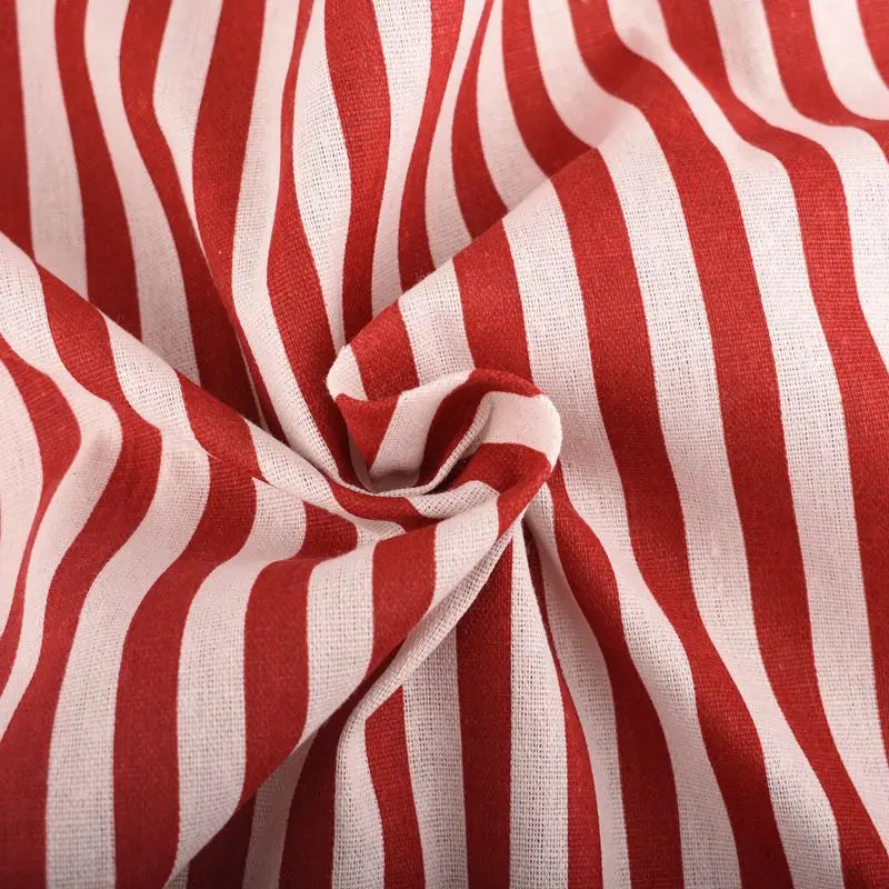 tissu coton lin rayures rouge blanc festif décontracté 150cm largeur couture meubles coussins couvertures