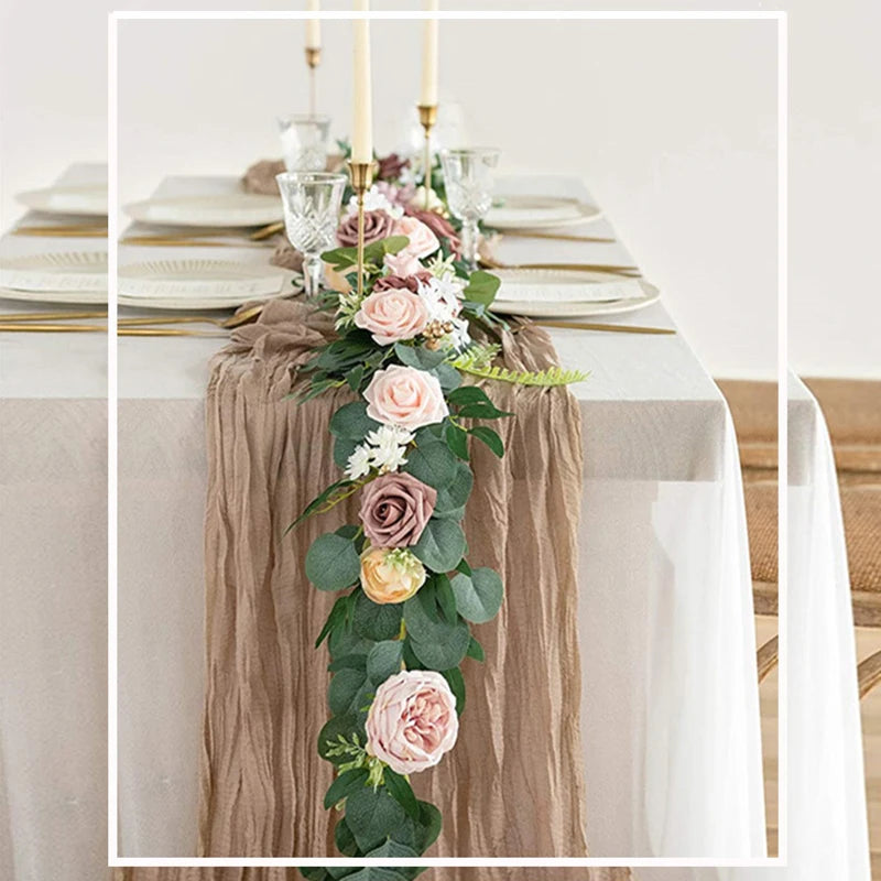 ruban table coton orange rouge rose beige rayures plissé décoration noël mariage hiver