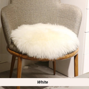 coussin chaise fourrure blanche moderne rond laine vraie anti décubitus blanc jaune marron rouge