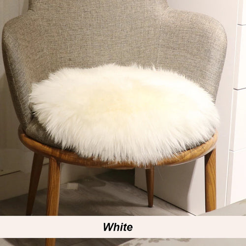 coussin chaise fourrure blanche moderne rond laine vraie anti décubitus blanc jaune marron rouge