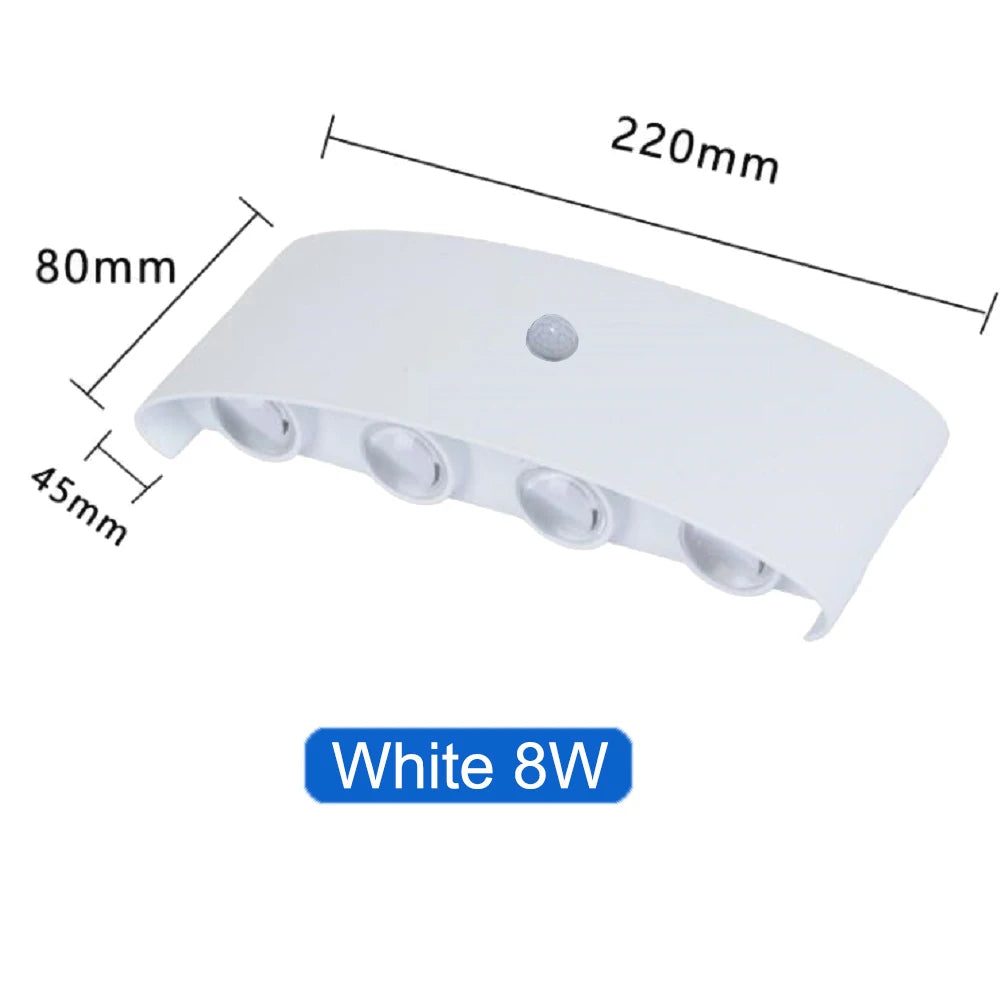 lampe murale led moderne blanc sensibilité mouvement étanche réglable intérieur extérieur