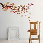 sticker mural feuilles d'érable automne rouge orange naturel adhésif intérieur 105cm 55cm moderne décoration