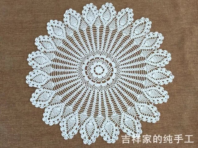 serviette table coton crocheté motif floral traditionnelle maison table manger blanc cassé