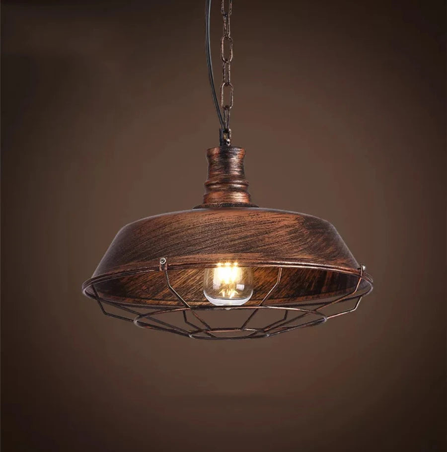 suspension lumineuse industrielle vintage fer noir ampoule led chaîne métallique salon chambrehôtel