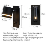 lampe murale moderne noir blanc mat fixée interrupteur ampoules led cuisine chambre coucher entree