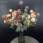 Bouquet artificiel dandelins soie orange blanc moderne décoration maison mariageintérieur