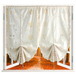 rideau roman brodé floral coton pastoral semi transparent chambre salon