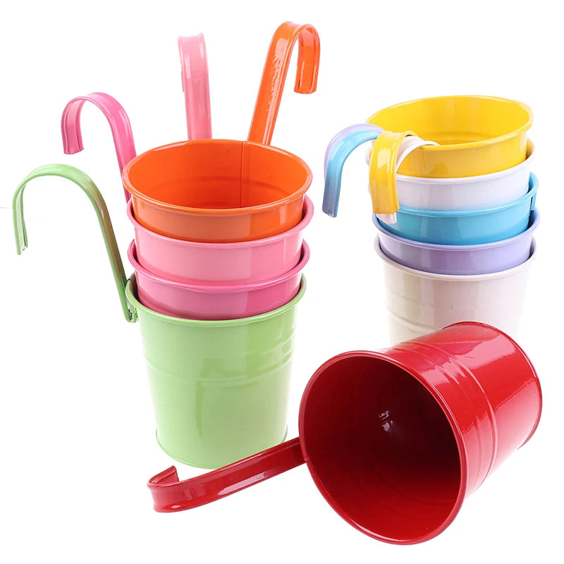 Pots fleurs fer rouge vert rose orange classiques anneau suspension mur balcon jardin moderne