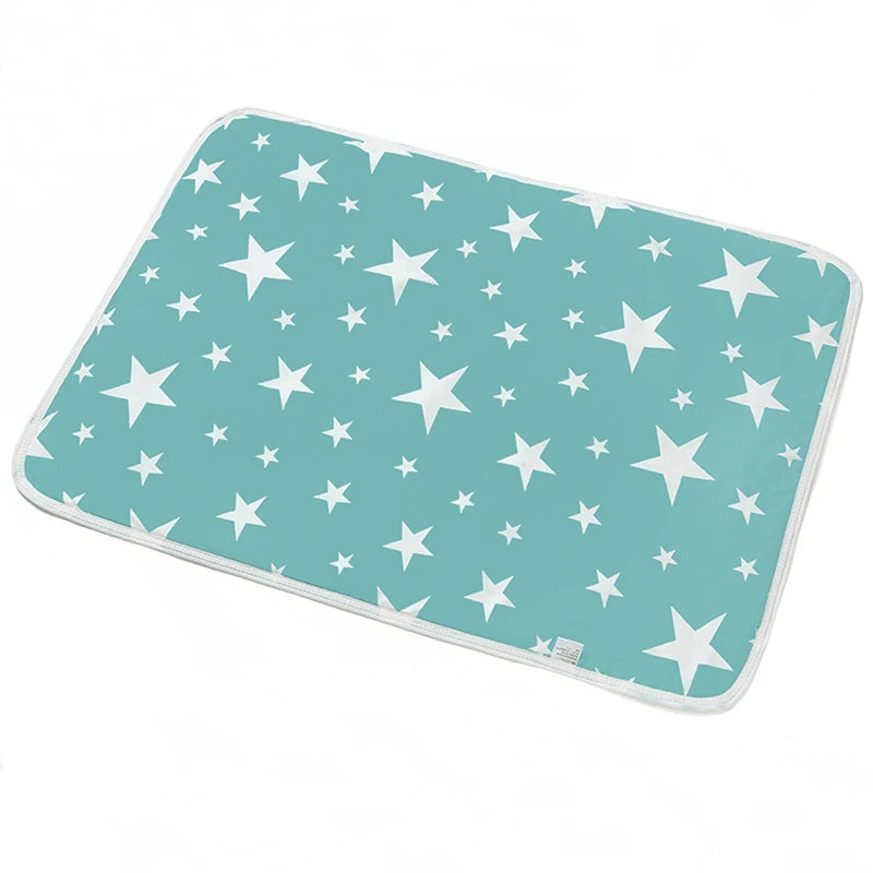 tapis imperméable bébé étoiles nuages animaux moderne turquoise gris blanc