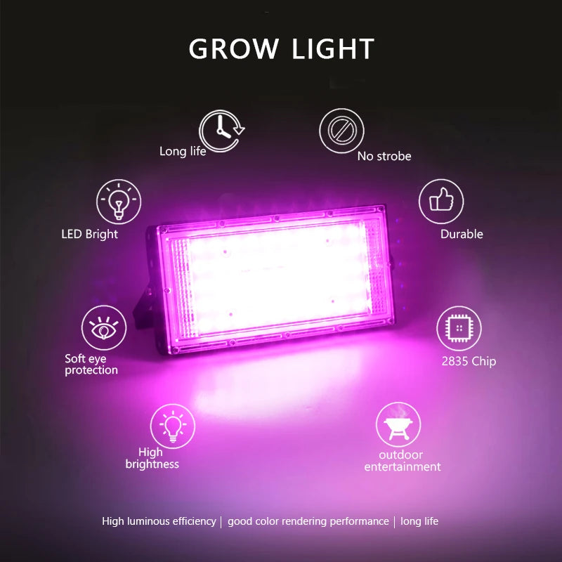 lampe led croissance plante 50w noir blanc rose grille alu moderne clips fixations