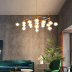suspension lumineuse moderne or boules translucides chaînes suspendues contemporain đèn led
