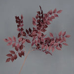 Bouquet artificiel feuilles simples moderne vase transparent hauteur 92cm rouge foncé vertclair blanc