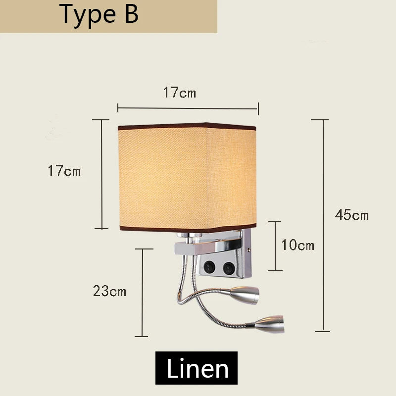 lampe murale moderne beige chrome toile lin interrupteur spot e27 cuisine chambre coucher entrée