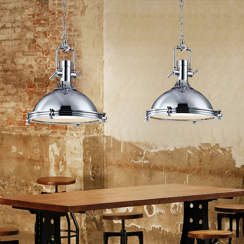 lampe suspendue industrielle vintage or argent noir métal brillant e27 étude salon chambrehôtel