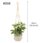 plante suspendue macramé décoratives boho artisanale pot fleur blanc anneaux métalliques decoration murale cour