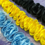 ruban plissé polyester largeur 8cm bleu rose jaune noir blanc violet moderne décoration bricolage