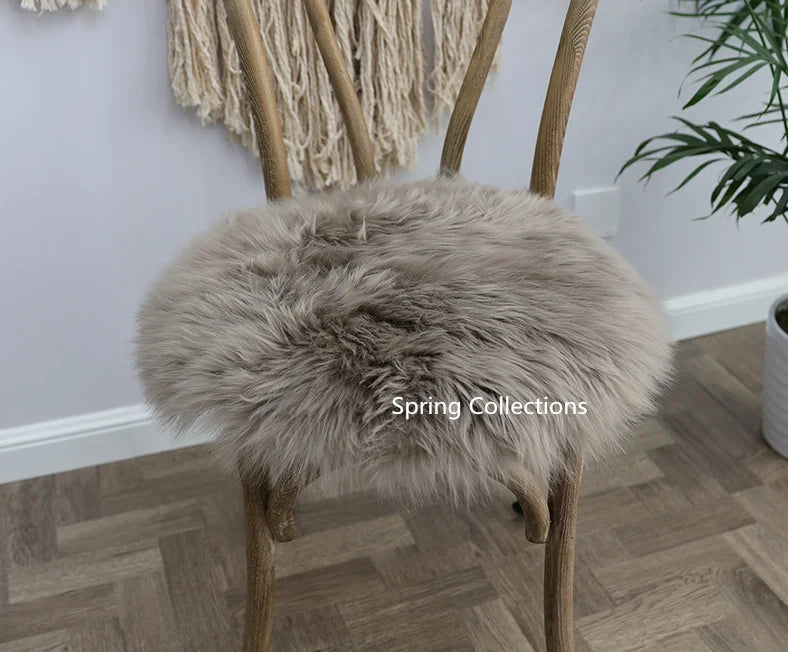 coussin chaise rond laine mouton fourrure épaisse doux confortable siège moderne