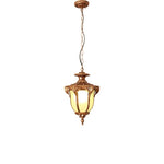 lampe suspendue classique dorée ornements sculptés verre translucide chambre salon vintage