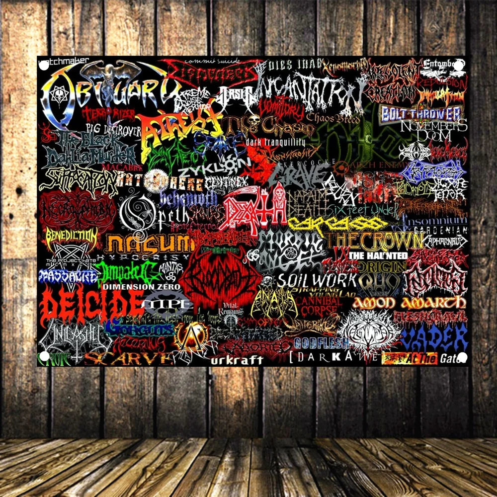 tapisserie murale moderne graphique rock pop décoration métalliques motifs textuels imprimés résistants