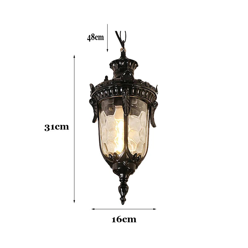 lampe suspendue classique noir doré texture métallique motif sculpté chambre salon étage hall