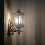lampe murale gothique or noir vitraux transparents ornements sculptés cuisine chambre coucher entrée étude